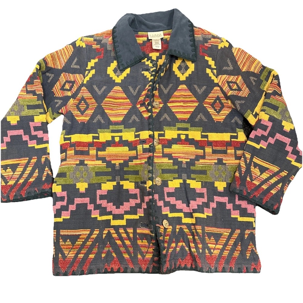 Cedar Canyon Southwestern Coat Aztec Boho Winter‎ Heavy Coat Size L Tapestry